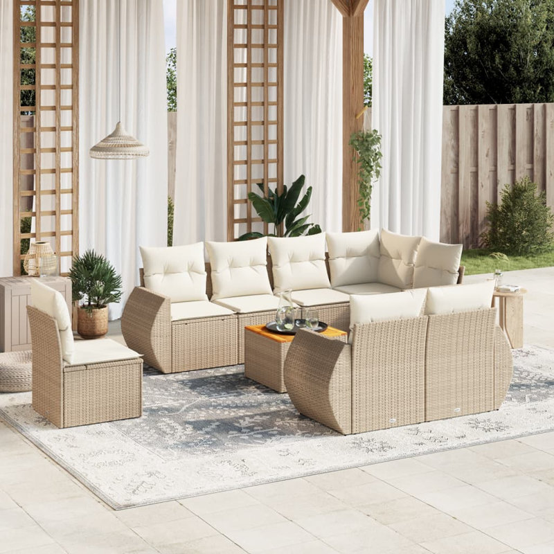  Ensemble de canapé de jardin modulaire en PE rotin beige