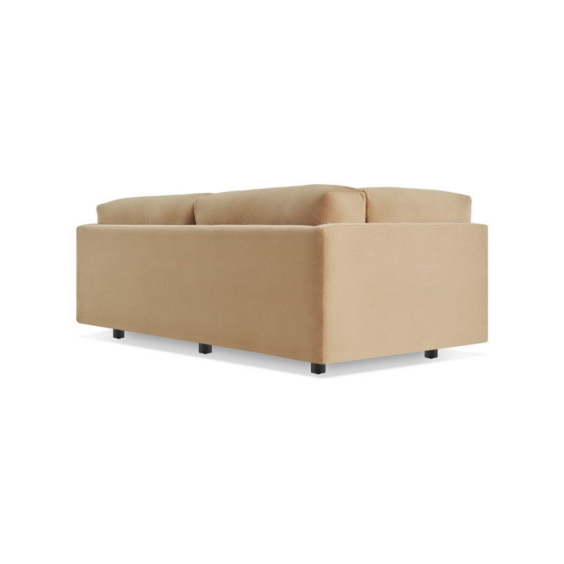 Sunday Sofa, Camel Velvet Polyester Blend, 30" H x 102" W x 40" D