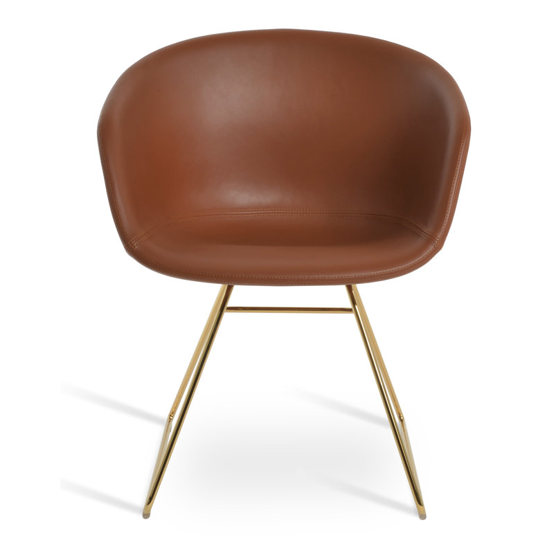 Tribeca Wire Arm Chair, Gold, Hazelnut