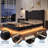 Full Bed Frame with LED Lights & Storage Headboard, Floating Velvet Upholstered Bed-1747754791-1747754790