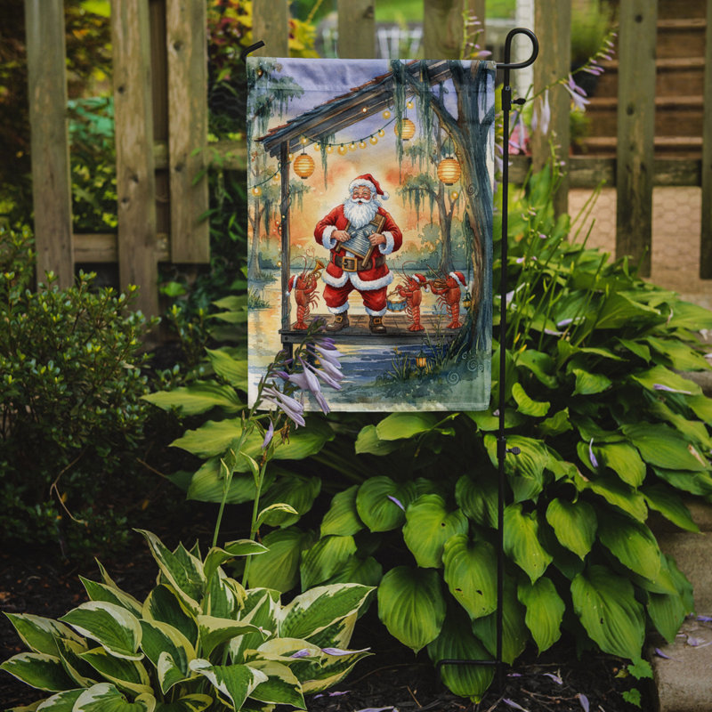 Drapeau du jardin de Noël Cajun Père Noël et la langouste, Taille du jardin, Père Noël Cajun et la bande de langoustes