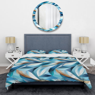 Ensemble de housse de couette géométrique Blue Geometric Wave Tranquility I
