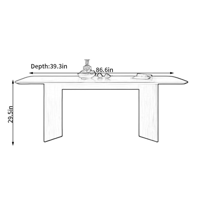 Table de salle à manger Sergia, H 29,5 po x L 86,6 po x l 39,3 po, Noir