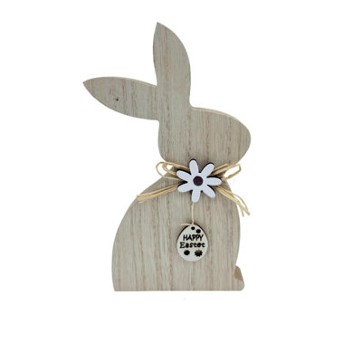 Easter Wooden Ornaments Rabbits Easter Eggs Flower Style Home Bucolic Style Desktop Cute Decoration