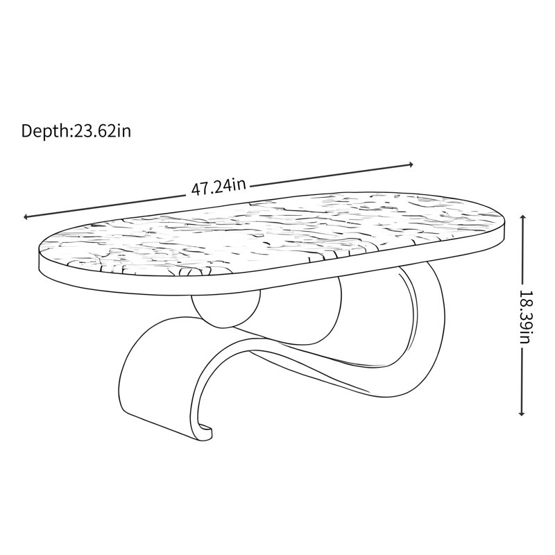 Table basse ovale luxueuse de style italien