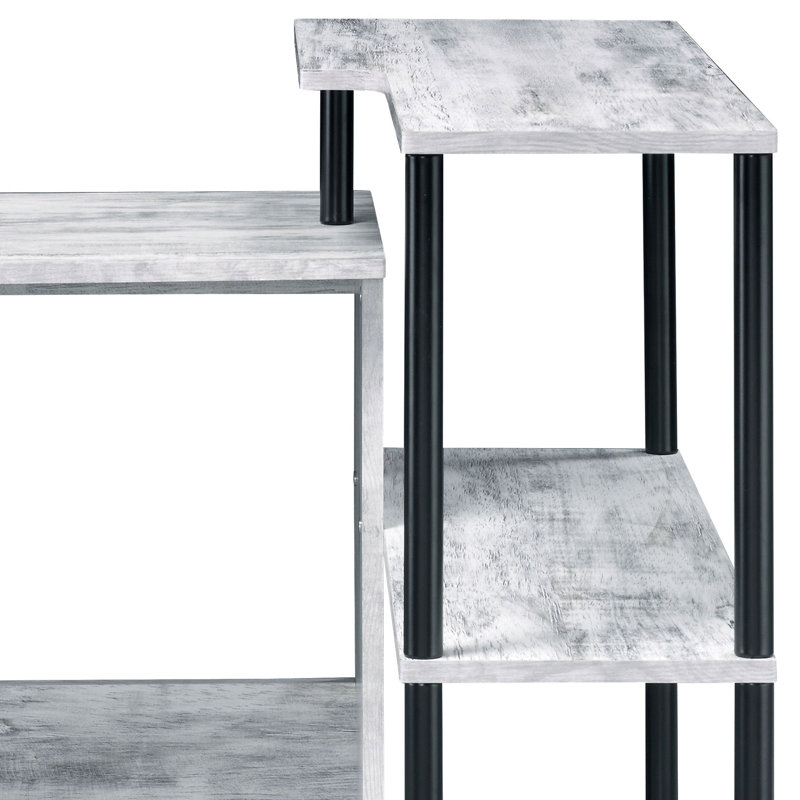 Bureau rectangulaire blanc et noir antique avec tablette latérale pratique pour écrire la productivité
