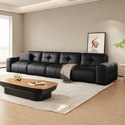 Minimalist leather Italian light luxury cloud sofa Leather matching