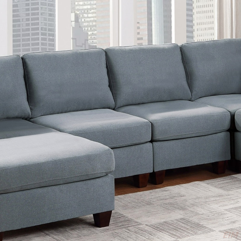 Fauteuil sans accoudoirs en lin 1 pièce, Gris