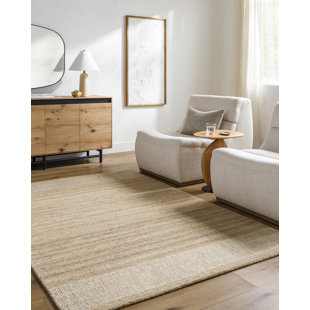 Rectangle Bournemouth Abstract Hand Tufted Wool Area Rug in Brown