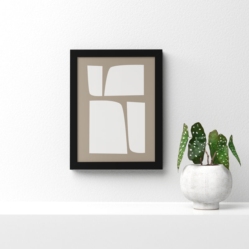 Neutral Abstract Aztec Shapes 2, Black, 41" H x 31" W x 1" D