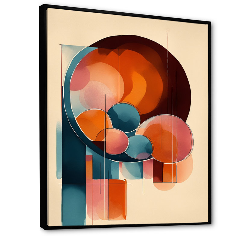 «Ferree Abstract Shapes And Line Artwork II», reproduction sur toile, H 20 po x l 12 po x P 1 po, Cadre flottant noir