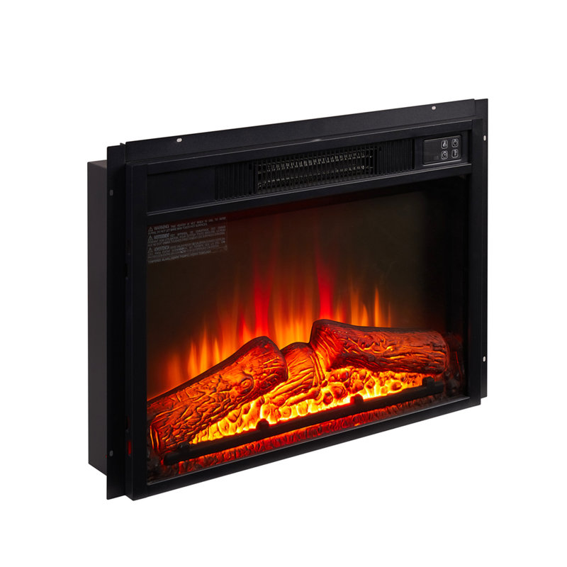 Foyer électrique encastré de 58 cm (23 po) 1400 W 120 V avec télécommande, commande tactile, flammes réalistes, plusieurs modes de flamme, idéal pour une pièce de 37 m² (400 pi²), design en verre trempé noir et plastique.