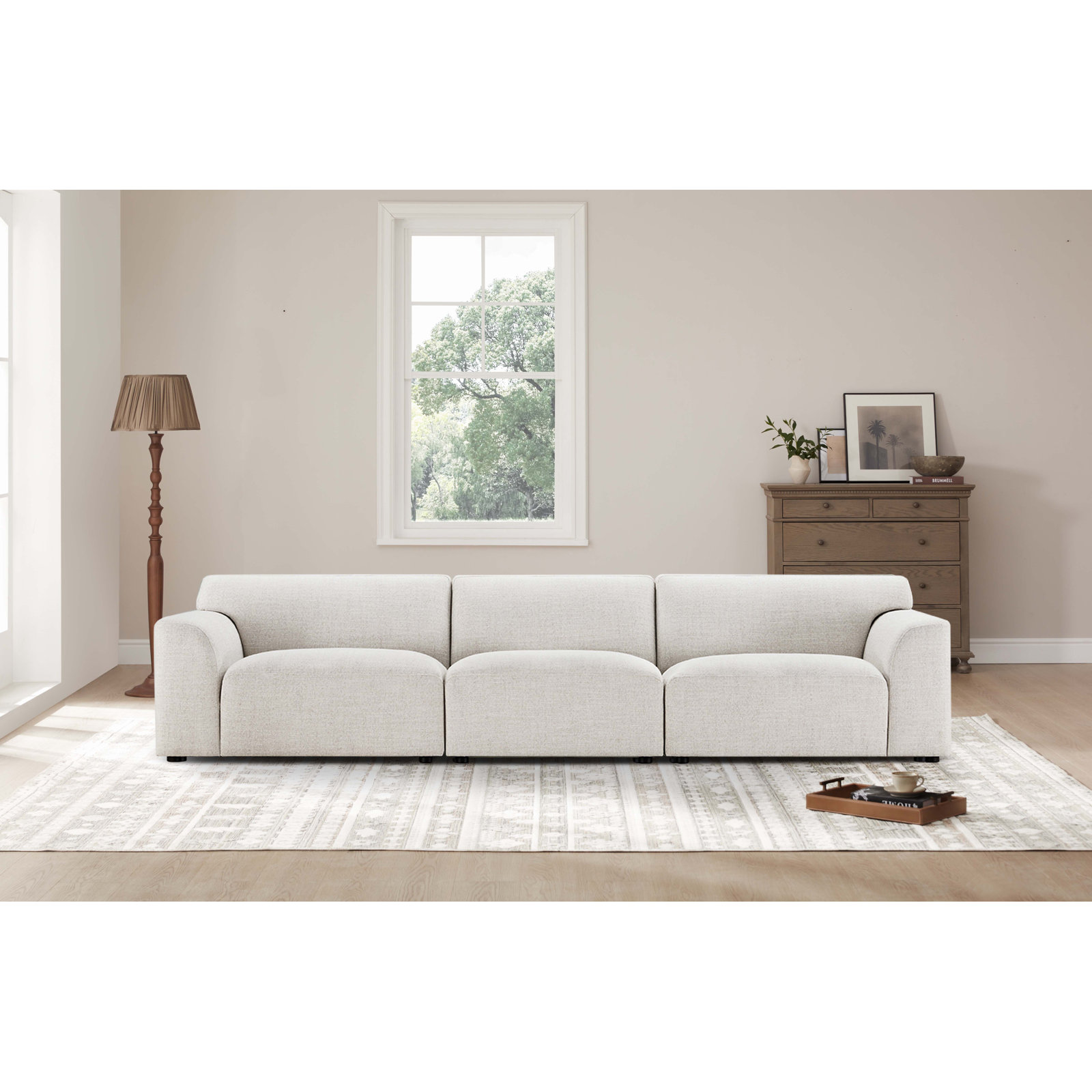 Morell 3-Piece 128'' Upholstered Modular Sofa, Nathan Wheat Tweed