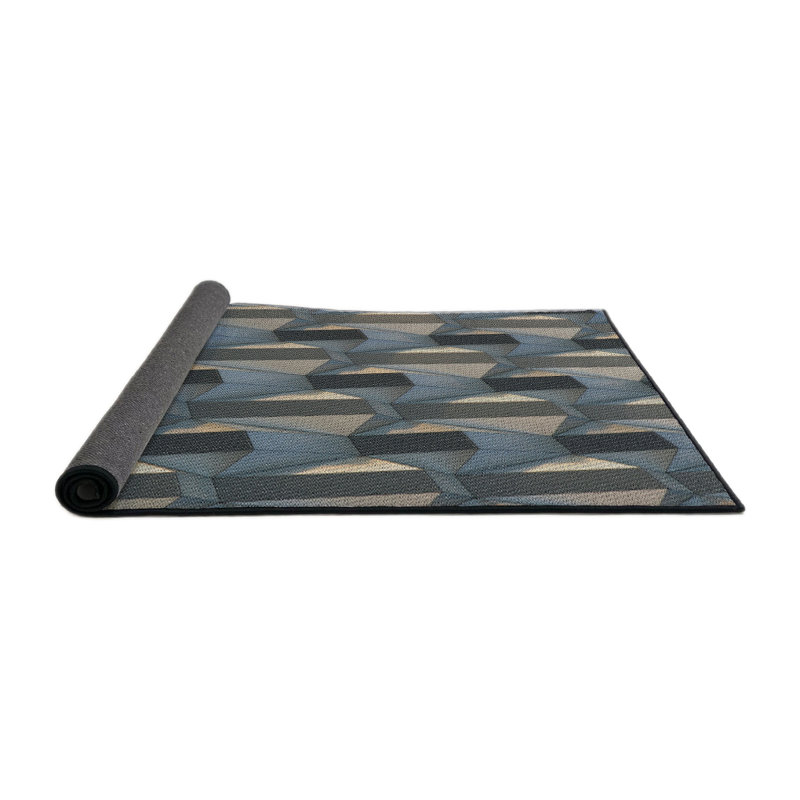 Tapis géométrique bleu / gris, Carré 7 pi