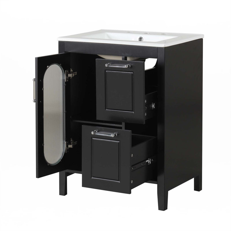24" Bathroom Vanity With Sink, Black