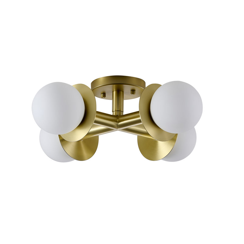 Transitional 4-Light Brass Flush Mount 