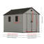 Gray wood-grain pointed-roof plastic tool shed
