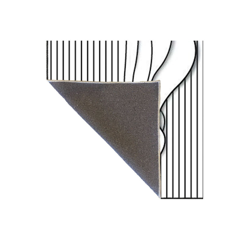 Tapis rayé à motif bouffi et tapis lavable, Tapis de couloir 4 pi 11 po x 9 pi 10 po