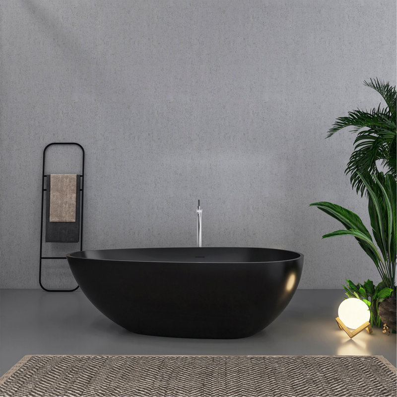 Baignoire de trempage autoportante à surface solide de 66,9 pouces pour salle de bain
