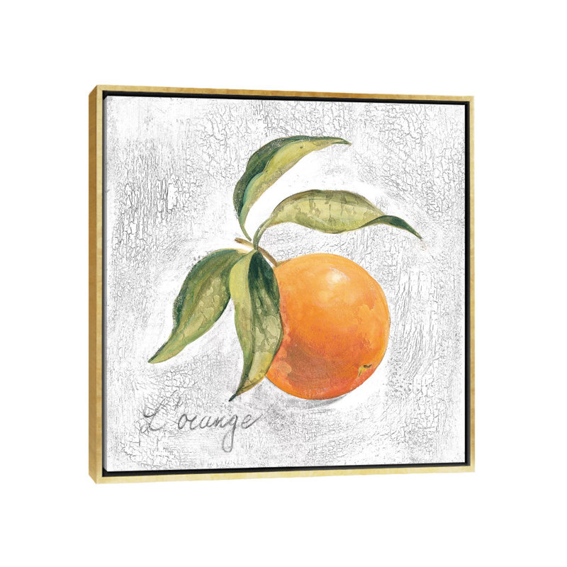 " L Orange On White " by Silvia Vassileva, No Mat, 26" H x 26" W x 1.5" D, Gold Framed Canvas