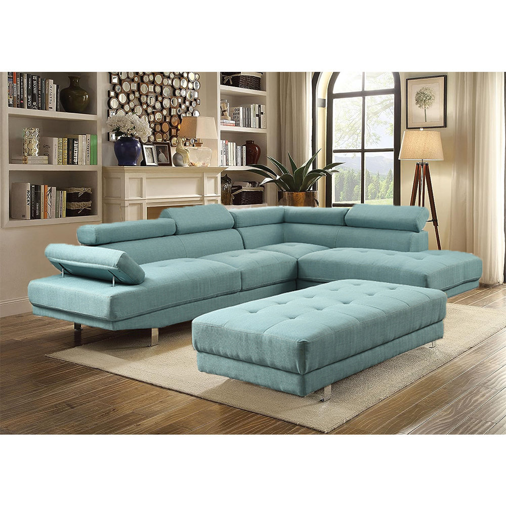 Turquoise sectional deals sofa with chaise