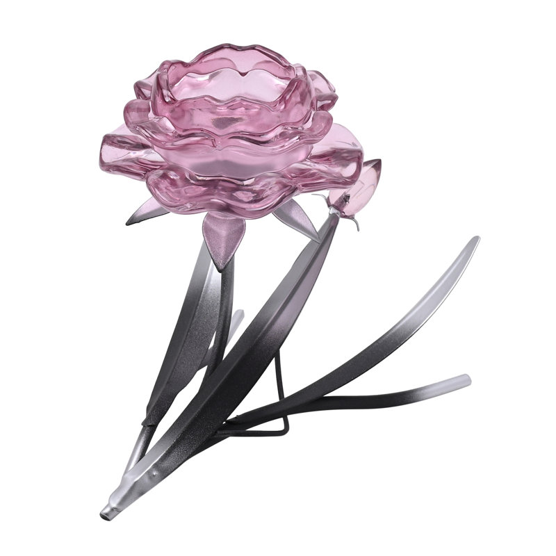 15.5Cm Glass Metal Tabletop Votive Holder