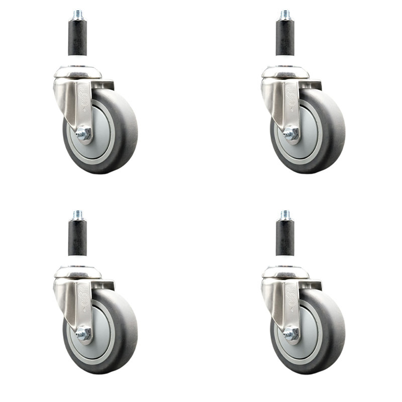316SS Thermoplastic Rubber Swivel Expanding Stem Caster Set