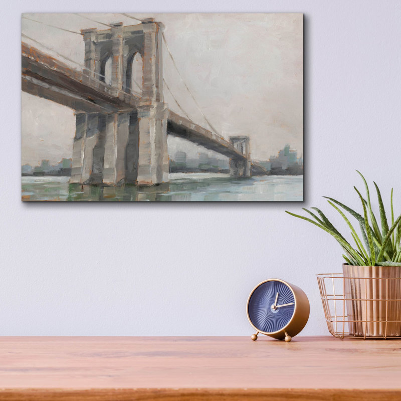 «Spanning The East River 1» par Ethan Harper, art mural en verre acrylique, H 12 po x l 16 po x P 0,13 po