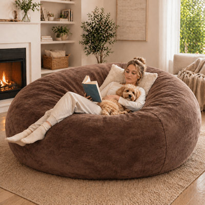 Fauteuil à billes géant en mousse à mémoire de forme de 6 pieds, chaise longue pour adulte, spacieux - convient à n'importe quelle pièce, parfait pour les soirées cinéma et la lecture