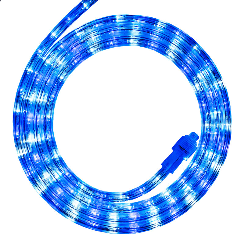 18FT 216 Light End-to-End Connectable LED Rope Lights, Blue/Cool White