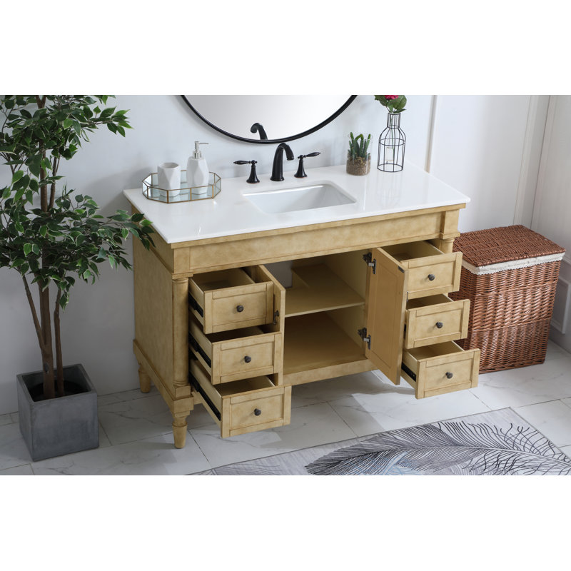 Ensemble de meuble-lavabo simple 48 po Lexington, Beige antique, Blanc ivoire