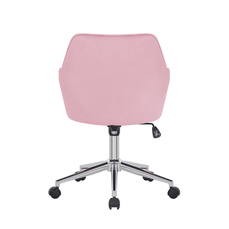 Torrey Velvet Office Chair, Pink, Chrome