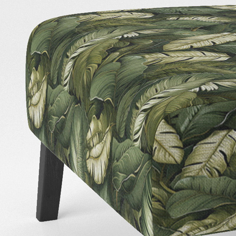 Vert / jaune, feuille de bananier, motif tropical - fauteuil de chambre rembourré côtier, fauteuil d'appoint à feuilles tropicales