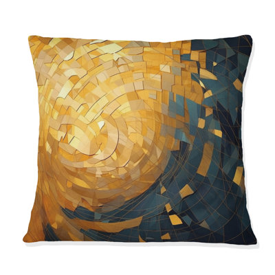 Gold And Black Cubist Visions VI - Cubism Printed Throw Pillow
