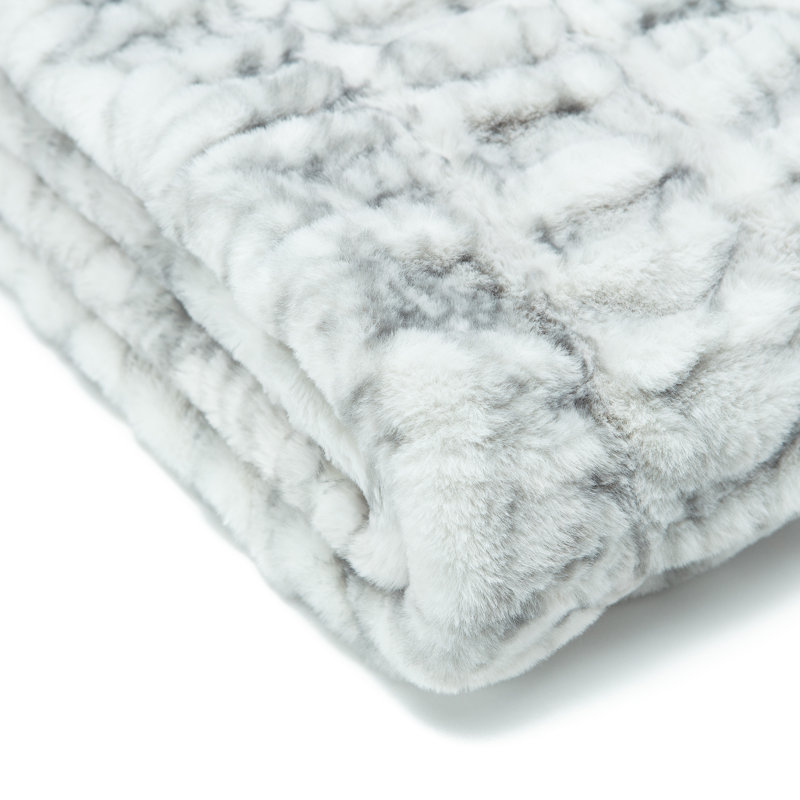 Dark Gray Reversible Faux Fur Full Throw Blanket