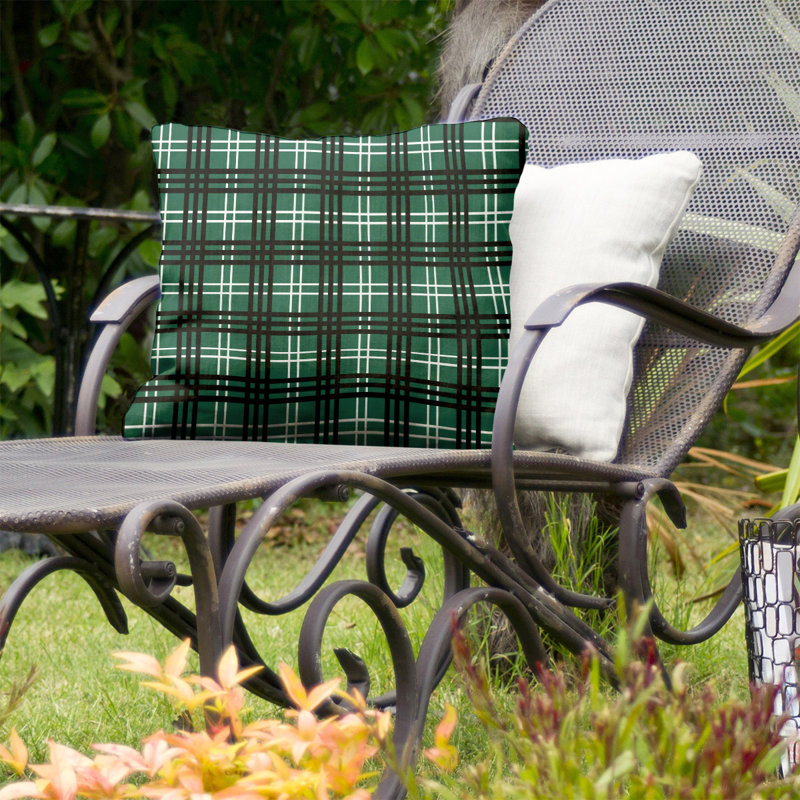 Housse de coussin carré et insert, 18" x 18", Vert Gotham / blanc / noir furtif, Polyester / bourre de polyester