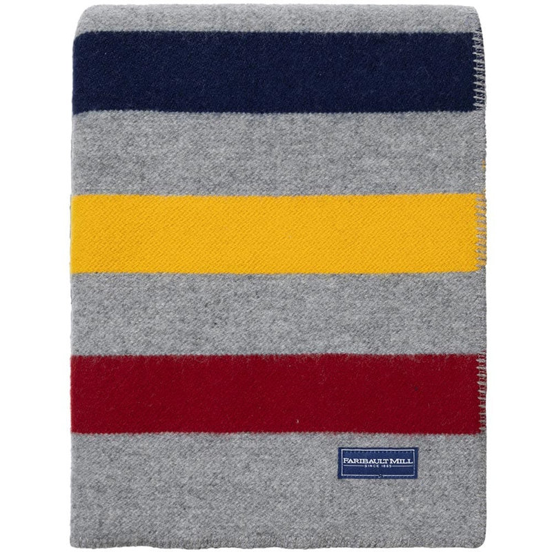 Frontier Collection Hand Woven Blanket, Gray/Red/Yellow/Blue, 48" x 72"