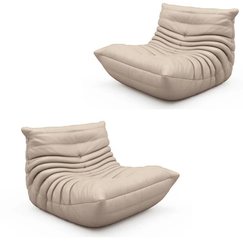 Méridienne à billes rechargeable en similicuir, Similicuir gris éléphant
