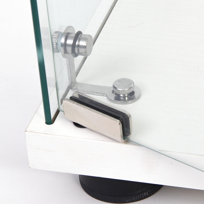 Vitrine à 3 tablettes en verre blanc avec une porte - plancher pour installation de bureau, chambre à coucher et salon