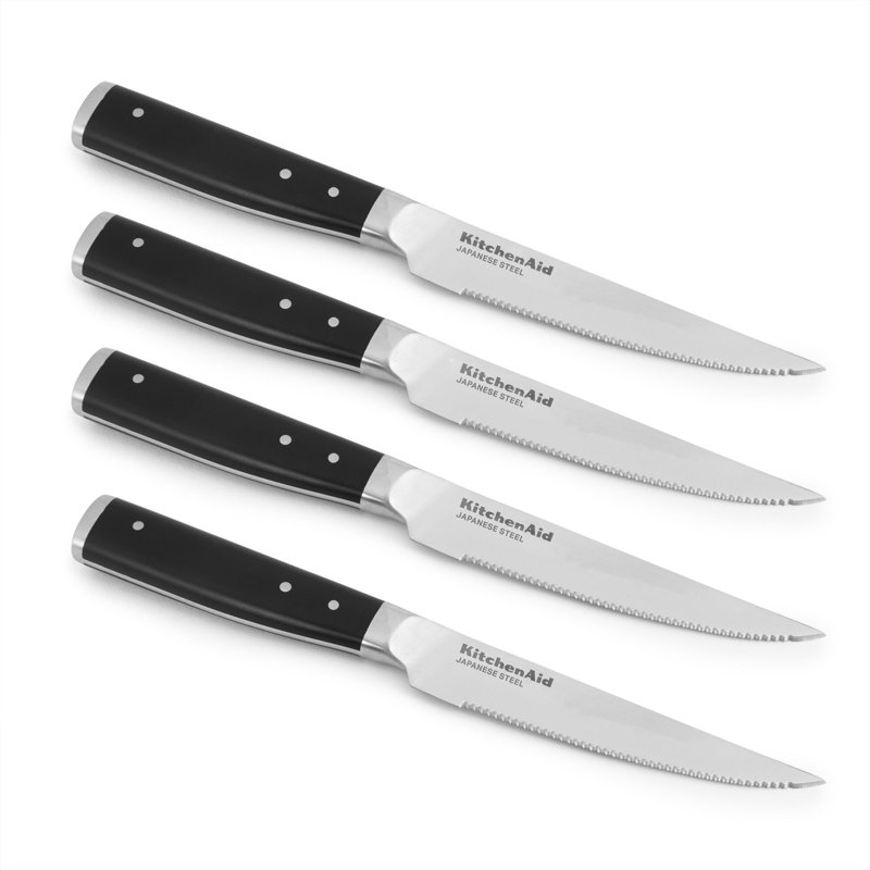 KitchenAid® Gourmet 4-Piece Forged Triple Rivet Steak Knife Set, Black