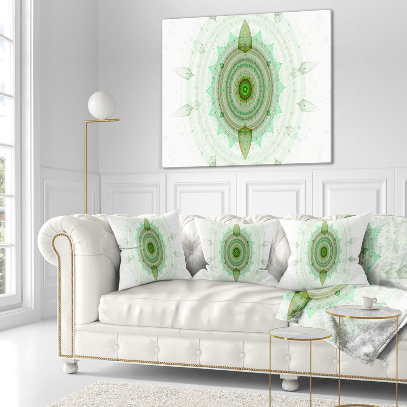 Sphère Cryptique vert clair - coussin imprimé abstrait, 18 po x 18 po, Coussin décoratif