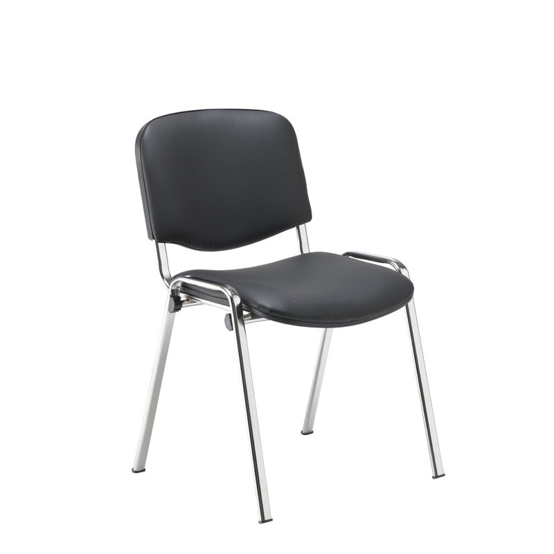 Silsden Armless Stacking Chair, Black, Chrome