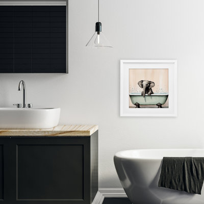 «Baby Elephant Bathtime», reproduction encadrée sous verre, conception de Sasha