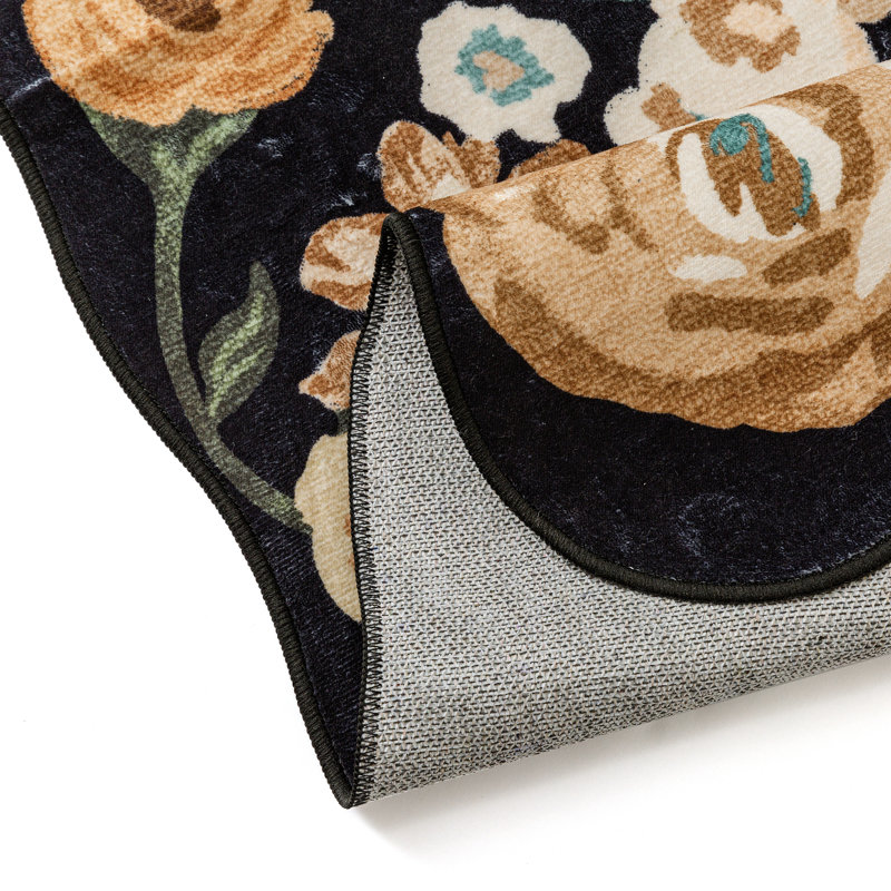 Tapis noir Lorena, Tapis de couloir 2 pi 3 po x 7 pi 6 po