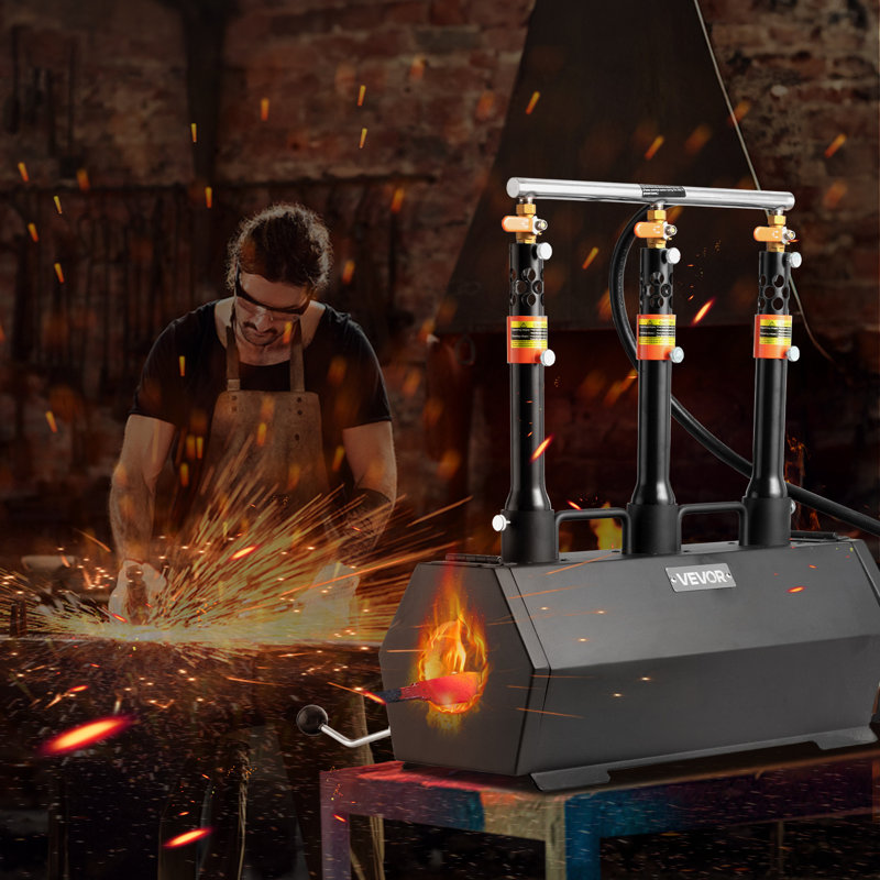 Forge portative au propane, 3 brûleurs, outils et couteaux de 2600 Making faisant la forge du forgeron, forgeron hexagonal de grande capacité, outils et équipement de forge au gaz en acier laminé à froid, utilisation pour la forge du métal