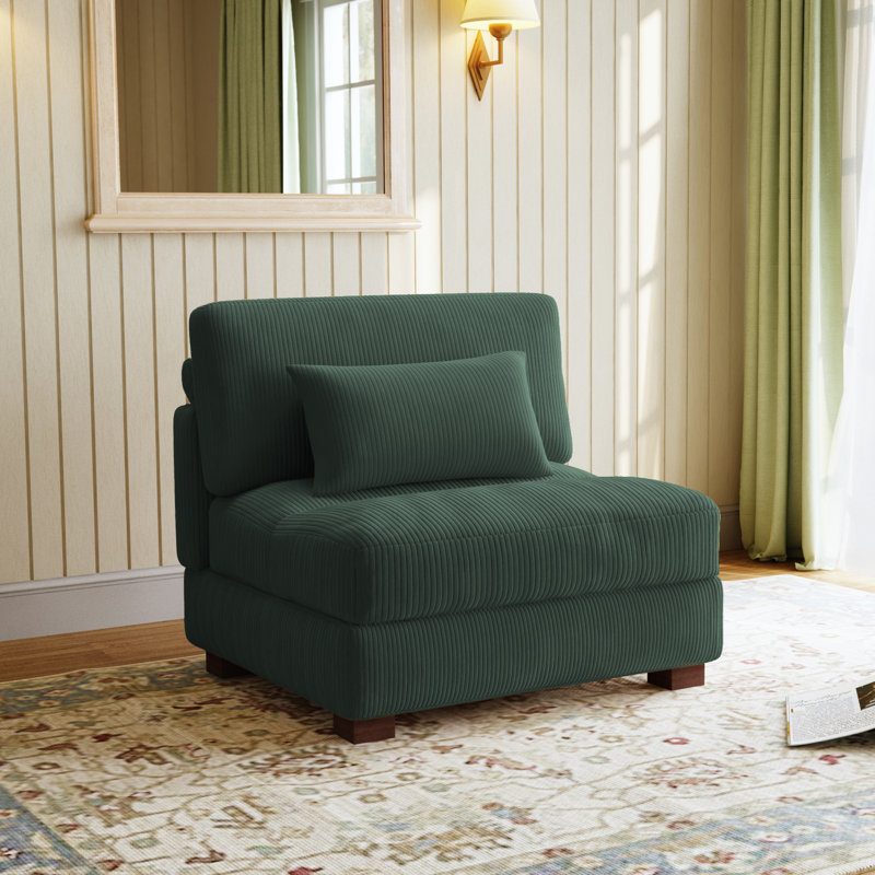 Maelina 96.5Cm Wide Armless, Hunter Green Corduroy