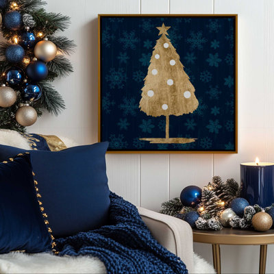 «Holiday Tree with Navy I» dans un cadre