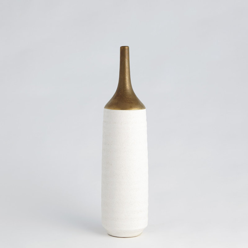 Two-Toned Vase, Gold, 20" H x 5.5" W x 5.5" D