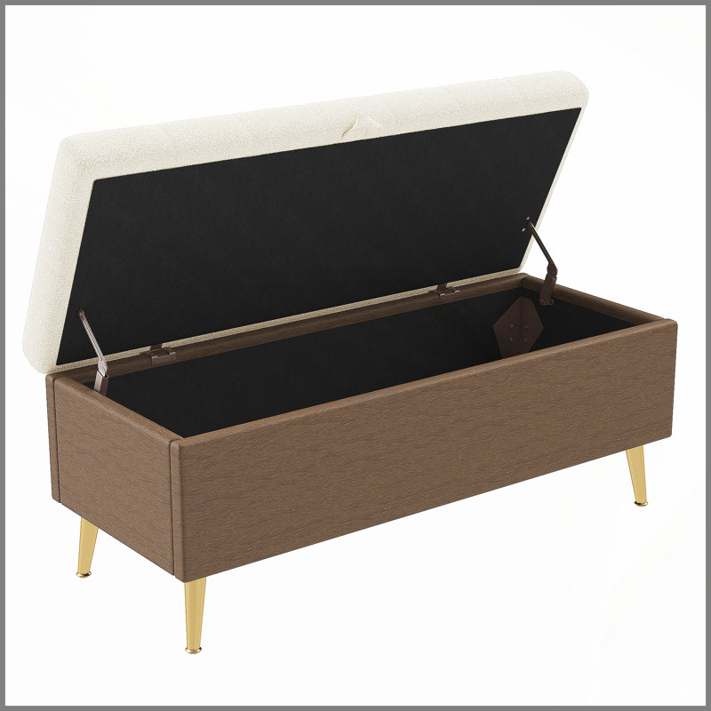 Banc de rangement avec repose-pieds Modern Modern, Beige