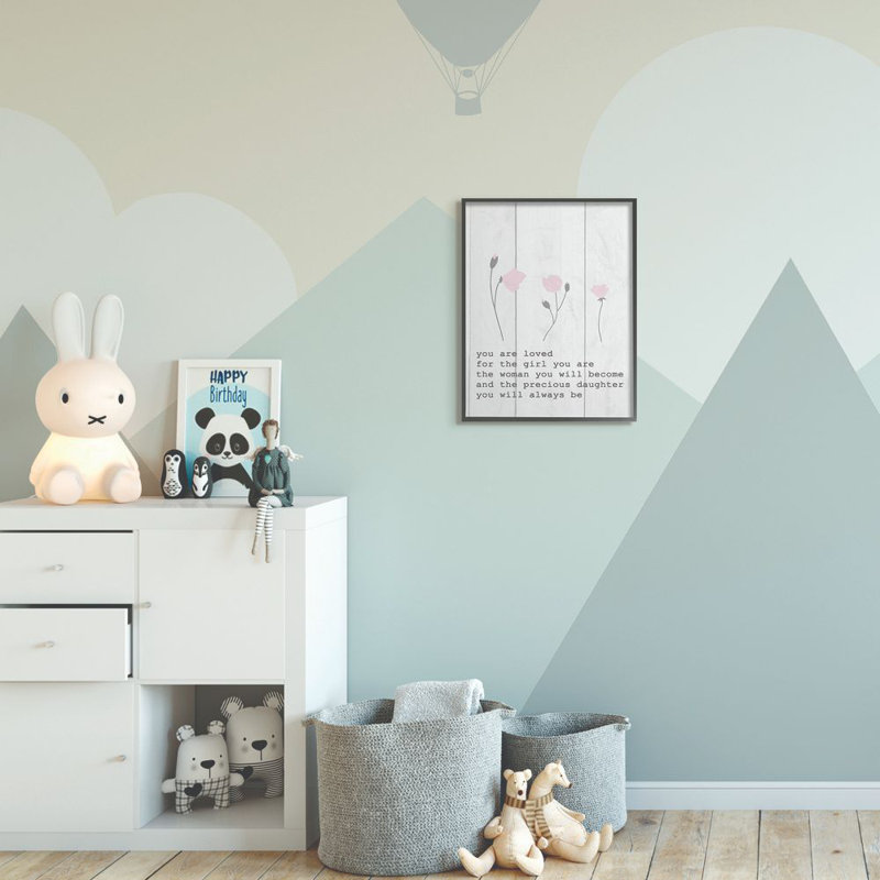 Décoration murale pour enfants Durgin, H 20 po x l 16 po x P 1,5 po, Giclée encadrée noir minuit